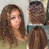 12 Inch Highlight Blonde Wear and Go Glueless Curly Bob Wig Human Hair Pre Plucked,Water Wave No Glue Bob Wigs,Pre cut HD Lace Front Wigs Human Hair Natural Hairline for Women 200% Density