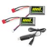HAIBOXING RC Car Spare Parts, 7.4V 1000mAh Li-PO Rechargeable Battery Apply for 18859 & 18858 &18868 & 18859A & 2196 & 2197 &16889 2pcs T Plug Batteries with USB Charger(M16150) (SDL-M16150)