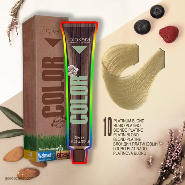 Natural Organic Hair Color Dye PERMANENT by Salerm Biokera (25 mins) (10: Platinum Blond)
