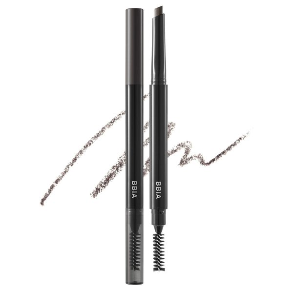 BBIA Last Auto Eyebrow Pencil 5 Colors – No Sebum Brow Definer Retractable Pencil with Dual-Sided Brush Waterproof Longlasting Shape & Define & Fill Eye Brow Vegan Korean Makeup (01 CHARCOAL R)