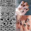 Retro Holographic Nail Art Foil Transfer Stickers Black Lace Foils Nail Art Supplies Nail Foil Lace Flower Pattern Designs Stickers Decals for Women Acrylic Nails Floral Manicure Decorations 10 Sheets