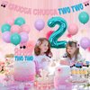 Wonmelody Train Birthday Decors for 2nd Year Old Chugga Chugga Two Two Party Supplies for Girls with Chugga Chugga Two Two Banner Birthday Cupcake Toppers Train 2nd Birthday Party Suppliesfor Girl