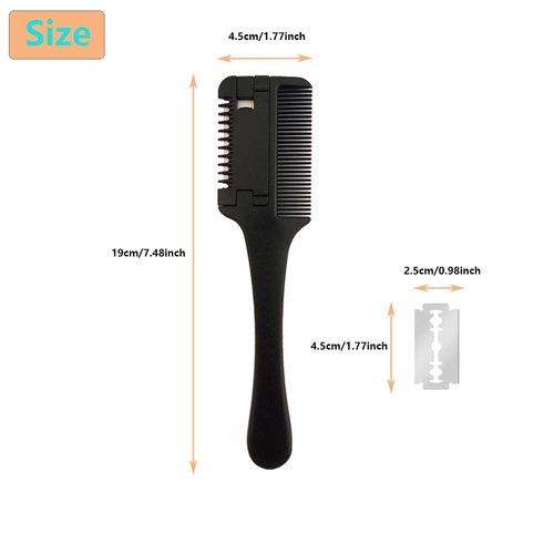 Hair Razor Combs with Extra 5 Pcs Replacement Razors, MSDADA Hair Cutter Comb for Thin&Thick Hair, Double Edge Razor Hair Cutting Razor Comb Hair Thinner Trimmer Razor Comb for Thinning Trimming(1Pc)