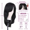 TuTive Black Wigs for Women 22 Inch Layered Wig With Bangs Natural Looking Shoulder Length Wig Heat Resistant Synthetic Fibre Wigs for Daily Party Use(Black)