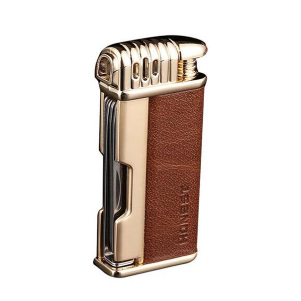 Genuine Leather Tobacco Pipe Lighter & Czech Tool Tamper - All in One -Refillable Butane