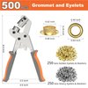 Grommet Tool Kit - 3/8 Inch Grommet Kit Handheld Eyelet Pliers Set, Brass Grommet Press Kits Save Effort Hole Punch Plier with 500pcs Eyelets Grommets with Tool for Tarps Leather Paper Flag