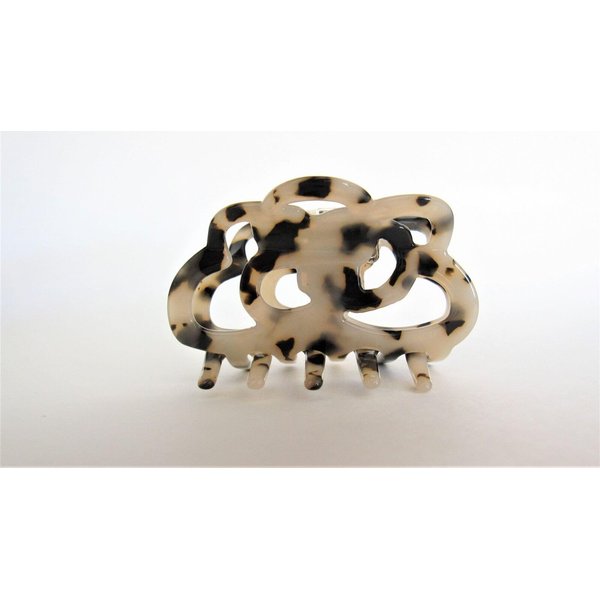 Generic Medium brown black beige marbled design hair claw clip for medium fine hair