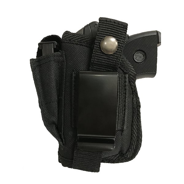 Nylon Gun Holster fits Smith & Wesson S&W 380 Bodyguard With Laser Gun Slinger Holster Black Nylon Ambidextrous Use Left or Right Hand Built In Magazine Holder Adjustable Retention Strap