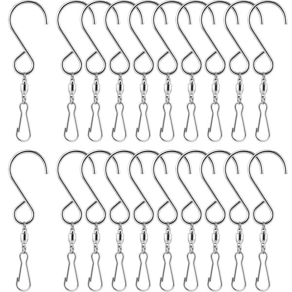 TecUnite 20 Pack Wind Spinner Swivel Hooks Clips for Hanging Wind Spinners Wind Chimes Crystal Twisters Garden Bells Party Supply