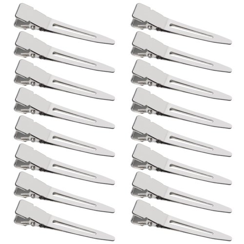SBYURE 100 Pack 1.77 Inches Single Prong Pin Curl Duckbill Clips,Silver Setting Section Hair Clips Metal Alligator Clips for Hair Extensions
