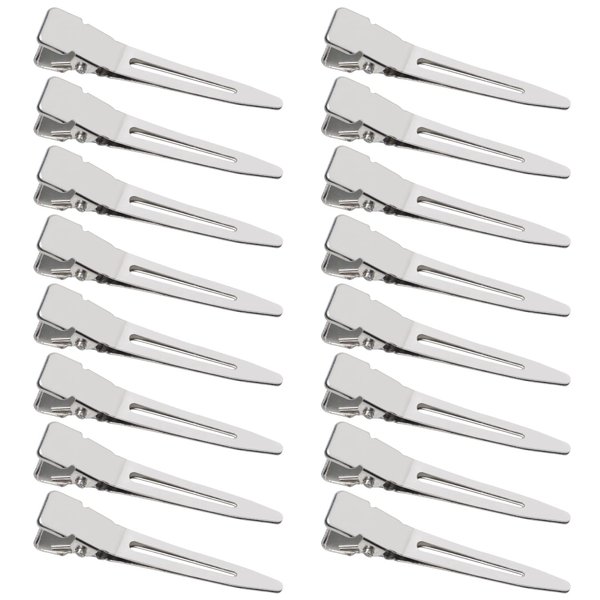 SBYURE 100 Pack 1.77 Inches Single Prong Pin Curl Duckbill Clips,Silver Setting Section Hair Clips Metal Alligator Clips for Hair Extensions