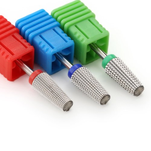 ERUIKA 3pcs 5 in 1 nail Drill bits,3/32" Shank Tungsten Carbide Drill Bits, Fast Removing Acrylic Nail Hard Gels Cuticle Professional Safety Nail Bits, Nail Drill Machine Accessory(Silver(C,M,F))