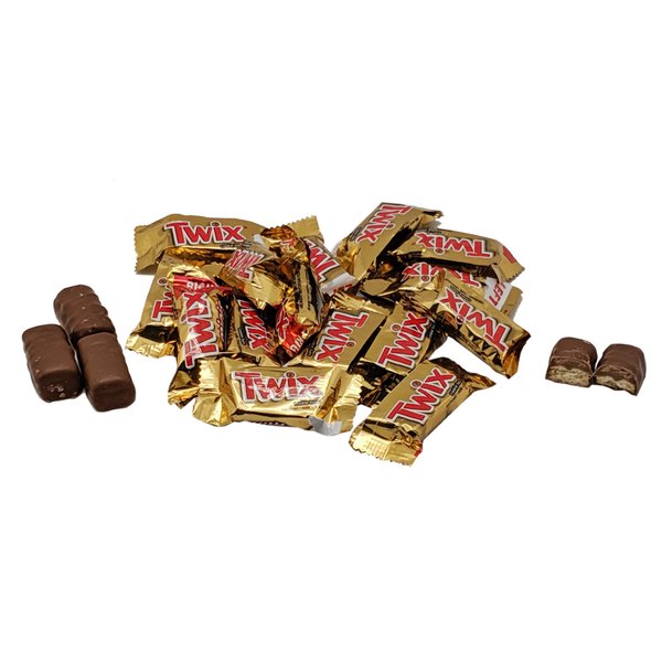 Twix Caramel Minis Milk Chocolate Cookie Bars - 2 LB Resealable Stand Up Candy Bag (approx. 90 pieces) - Individually Wrapped Candies in Classic Golden Wrappers - Bulk Candy for Holidays and Parties