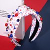 mokkia 4th of July Headband for Women American Flag Star Knotted Headbands Red White and Blue Rhinestone Crystal Top Knot Headbands Patriotic 4th of July Accessories Party Favors (American Flag E)