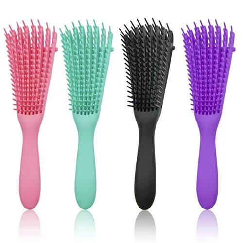 Detangling Hair Brush Adjustable Hair Styling Plastic Curly Hair Brushes (Purple)