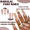 BABALAL Square Press on Nails Long Fake Nails White French Glue on Nails 3D Flower Bow rhinestone Acrylic Nails 24Pcs Glitter Shiny Planet Squoval Love Pink Heart Stick on Nails for Women and Girls