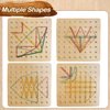 Wooden Geoboard with Rubber Bands Graphical Math Pattern Blocks Geo Board - Montessori Educational Toy for Kids with Pattern Cards and Rubber Bands Create Figures Shape STEM Puzzle Matrix Brain Teaser
