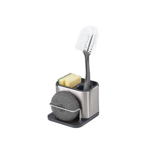 Joseph Joseph Surface Sink Caddy Stainless Steel Sponge Holder Organizer Tidy Drains Water for Kitchen, Small, Silver