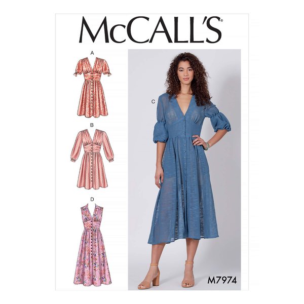 McCall Pattern Company McCall's Women's Sleeveless and Short Sleeve Button Up Dress Sewing Patterns, Sizes 14-22,White