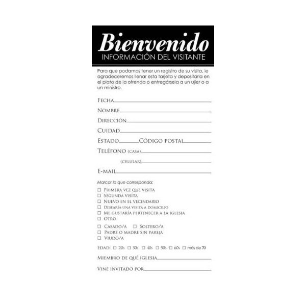 Spanish- Guest Card-Welcome (50 Pack)