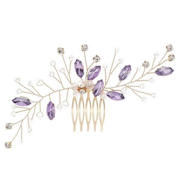 Bridal Wedding Crystal Hair Comb, Handmade Colourful Rhinestone Hair Clips Bridal Headpiece Sparkly Crystal Hair Pin Side Combs Hair Accessorie for Women Girls