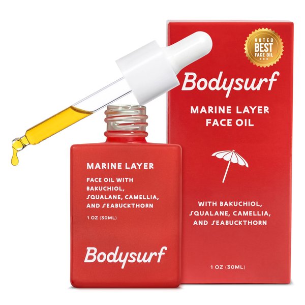 Bodysurf Hydrating Face Oil with Squalane Oil for face, Bakuchiol, Rosehip, Jojoba, Seabuckthorn - Organic Face Serum, Anti Aging, Moisturizing, Non Comedogenic Facial Oil Blend, 1 Ounce