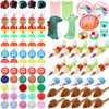 Lenwen 100 Pcs Cat Toys Set Bulk Cat Fur Mice Toys Variety Plastic Ball with Bell Furry Pompom Rattle Mouse Assorted Interactive Catnip Toy Pillow Chew Nice Gift for Indoor Kitten Cats Catch Play