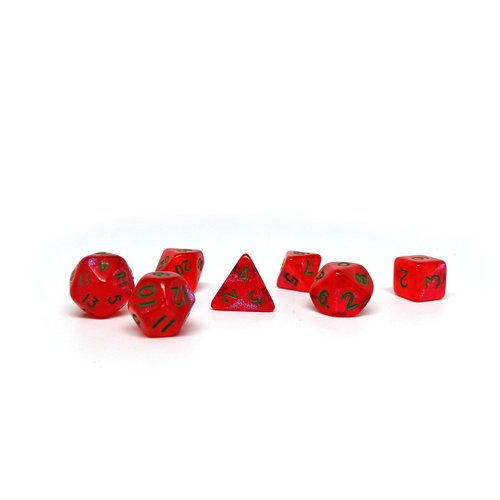 10mm Mini Polyhedral Dice Collection - Includes one D20, D12, D10, D8, D6, D4, and D00 (Watermelon)