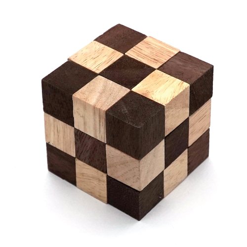 BSIRI Snake Puzzle Cube Classic Games (M Size) - 3D Mind Puzzles for Adults in Hand with Wooden Cube Designs of Magic Game for Educational Brain Games for Kids to Challenges Brain Teasers Puzzles Kids