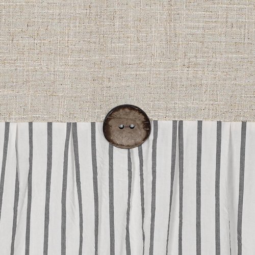DOSLY IDÉES Farmhouse Shower Curtain,Beige and Gray Stripe,Button Curtain,Linen and Cotton Woven Fabric,Rustic Charm Country Chic Style,72x72 in