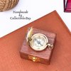 Antique Retro Compass Functional Marine Compass with Brown Wooden Box, 2 inches Shiny Brass Finish
