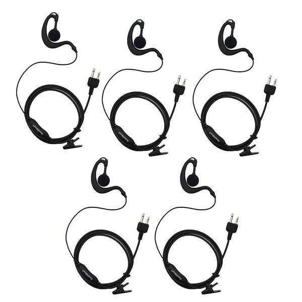 GoodQbuy 5Pcs G Shape Clip-Ear Walkie Talkie Headset Earpiece with Mic is Compatible with Midland LXT118 GXT1000VP4 LXT500VP3 LXT600VP3 LXT380 2-pin