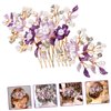 Beatifufu Hair Plug Flower Hair Comb Flower Pearl Hair Clip Wedding Headpiece Girls Hair Comb Wedding Hair Clip Floral Hair Clips Headband for Girls Alloy Hair up Purple Bride