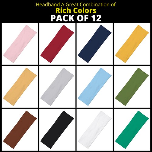 LOTUS78 12 Pack Headbands for Women Yoga Elastic Hair Bands Workout Running Sport Non Slip Sweat Hair Wrap for Girls(Feel Icon)