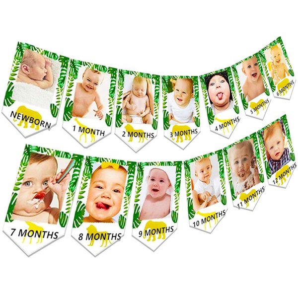 JeVenis Jungle Gold Monthly Photo Banner Wild One Monthly Photo Banner Safari First Birthday Banner Monthly Photo Banner Zoo Jungle Banner