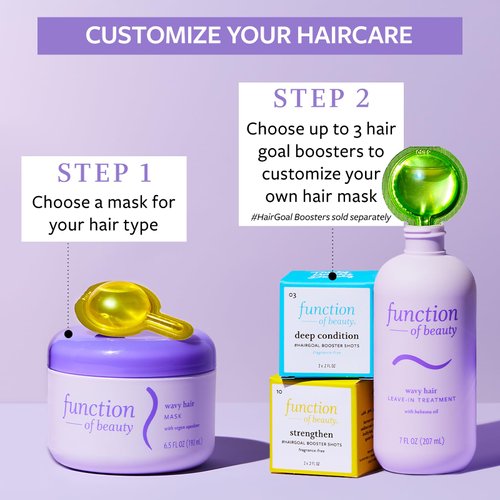 FUNCTION OF BEAUTY Customizable Hair Mask for Wavy Hair, 6.5 oz Each (2-Pack) - Deep Conditioning Formula With Argan Oil to Restore Shine & Vegan Squalane to Prevent Hair Breakage