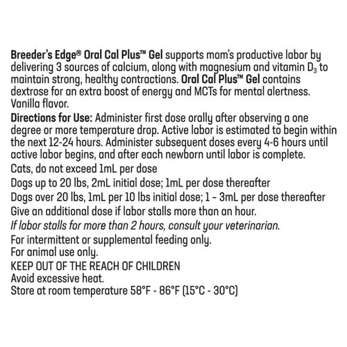 Breeder's Edge Oral Cal Plus- Fast-absorbing Oral Calcium Supplement - 15 ml Paste