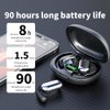 JIECAN Open Ear Headphones Bluetooth V5.3 Wireless Earbuds with Earhooks with Digital Display Charging Case, Conduction Headphones with Mic Waterproof Sport Earbuds for Running (Black)