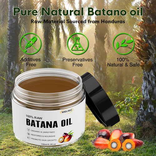 Batana Oil for Hair Growth,100% Raw Batana Oil Prevent Hair Loss,Organic Dr. Sebi Batana Oil from Honduras Repair Splitting, Drying and Injuring Hair, Natural Hair Oil for Thicker Fuller Hair-5.3 OZ