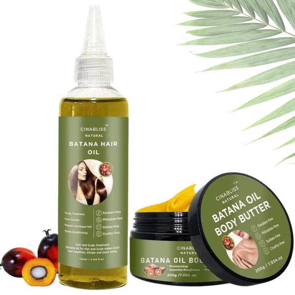 Batana Oil for Hair Growth with Body Lotion for Skin Care: Natural Hair Care & Hair Repair With Avocado Oil & Sweet Almond Oil for Hair & Body Care -Hydrating Body Moisturizer with Shea Butter,Bundle