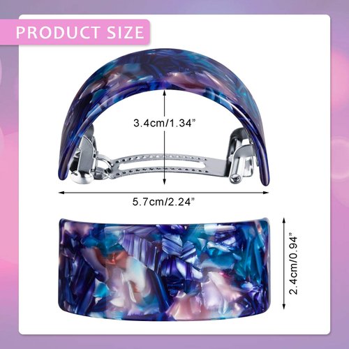 6 Pieces French Hair Barrettes Clip for Women Rectangle Ponytail Hair Barrette Semi Circle Spring Ponytail Tortoise Shell Hair Clip for Women Girl Ladies, Automatic Hair Clip Snap (Elegant Pattern)