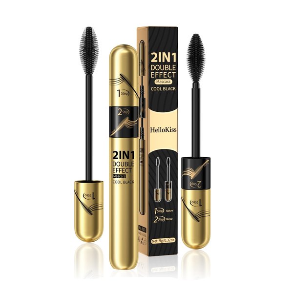 Forever yameili Long-Lasting Waterproof Mascara, Dual-Ended Brush, Black & Blue Colors, Zinni