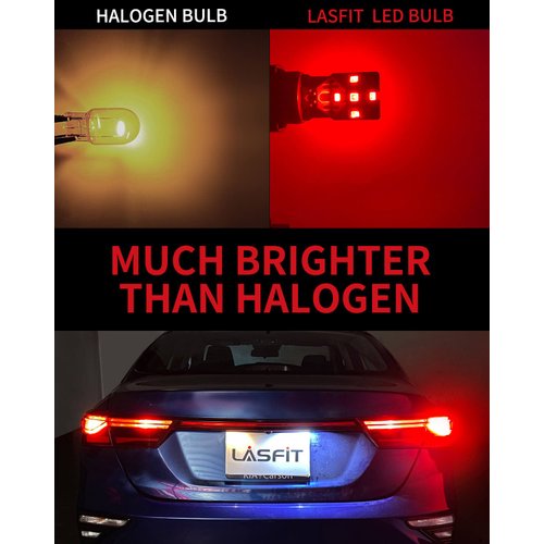 LASFIT 3157 LED Brake Tail Light Bulb Super Bright Red 3057 3156 4157 3157A 3457A LED Bulb for Stop Parking Lights Easy Install 2024 New Upgrade (Pack of 2)