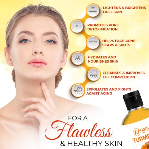 Natrulo Turmeric Face Wash, 4oz Clear Skin Liquid Soap – 100% Natural Anti Aging Exfoliating Turmeric Facial Cleanser for Fading Spots, Clearing Acne Scars, Age Spots, Sun Damage, Discoloration - Turmeric Soap Skin Detox Treatment Made in USA