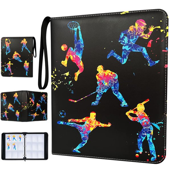900 Pockets Sports Cards Binder,Trading Cards Holder Card Collectors Album,Trading Card Binder 9 Pocket with 50 Removable Sleeves for Football Baseball Basketball Hockey Soccer Card