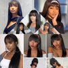 ISEE Hair Human Hair Wigs with Bangs 180% Density Straight None Lace Front Wigs Glueless Machine Made Wigs for Black Women Natural Color (20inch, Straight Wigs)