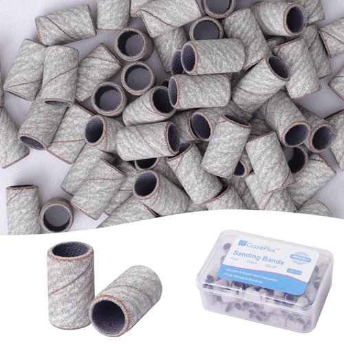 GazePlus 100 Pcs Sanding Bands for Nail Drill with 3/32” Zebra Disposable Sanding Band 240 Fine Grit Nail Sanding Bands for Nail Drill Set Acrylic Nails Gel Manicure & Pedicure