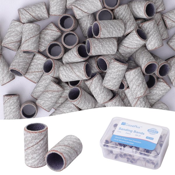 GazePlus 100 Pcs Sanding Bands for Nail Drill with 3/32” Zebra Disposable Sanding Band 240 Fine Grit Nail Sanding Bands for Nail Drill Set Acrylic Nails Gel Manicure & Pedicure