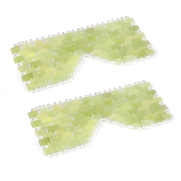 LazyGa Jade Eye Mask 2pcs - Facial Cooling Mask with 100% Real Jade for Hot & Cold Therapy to Reduce Wrinkles, Puffiness, Migraines, and Anti-Aging