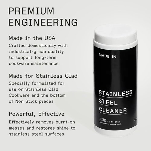 Made In Cookware - Stainless Steel Cleaner - Environmentally Safe Stainless Steel Cleaner for Polishing and Cleaning Pots and Pans - Crafted in USA - 12oz Powder